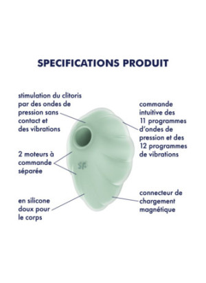 Stimulateur clitoridien par onde de pression sans contact et par vibration USB vert menthe, Cloud Dancer Satisfyer - CC597838